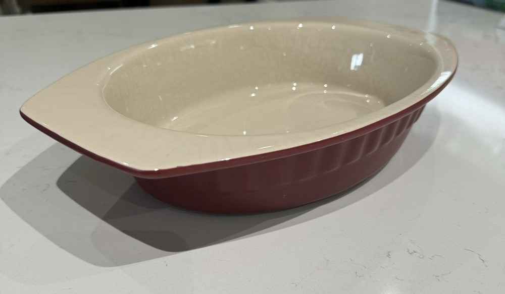 KitchenAid Red Cranberry 2 Quart Stoneware Bakeware Casserole Dish Baking Pan