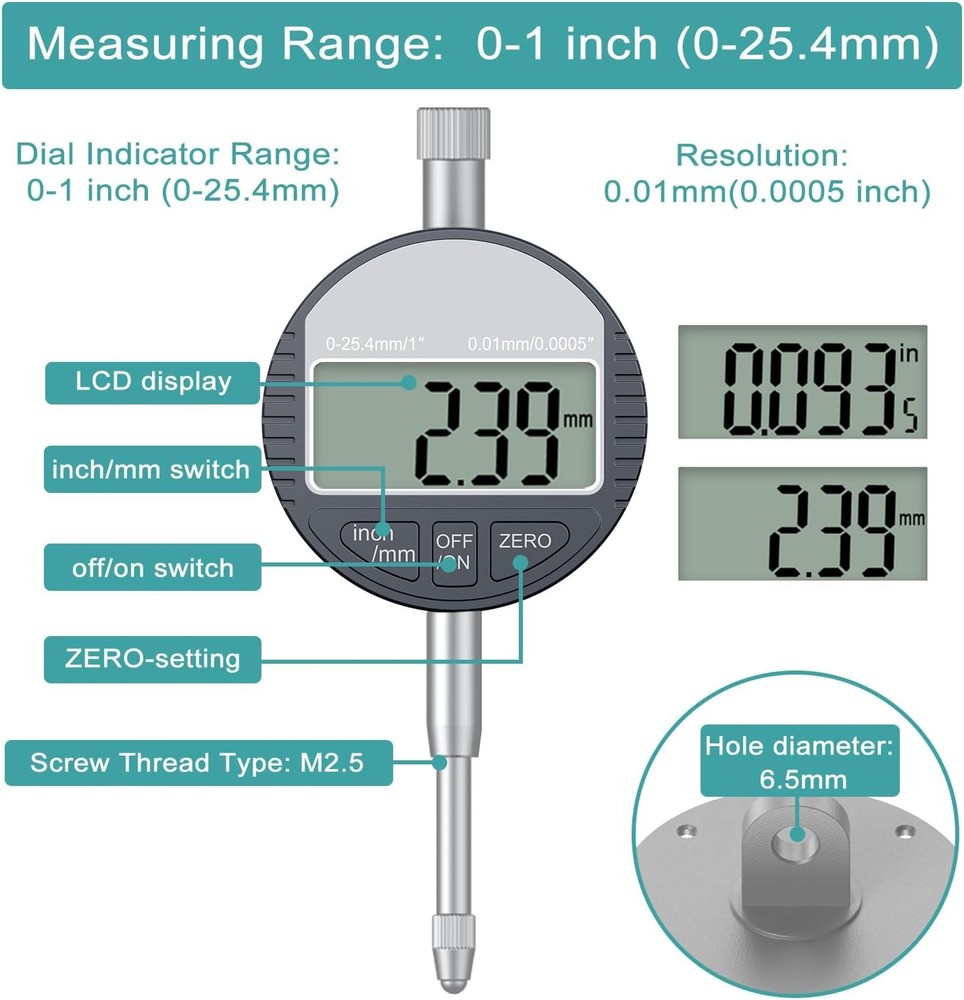 HDLNKAK Table Saw Digital Dial Indicator Gauge