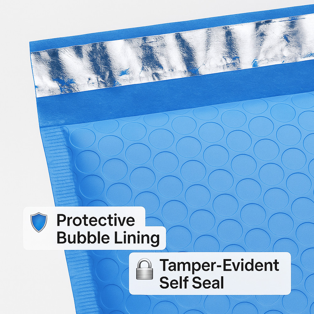4x8 Bubble Mailers Poly Padded Envelopes Self Seal Shipping Pack Blue