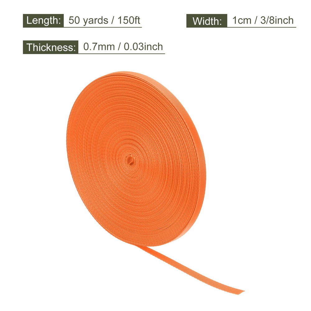Flat Nylon Webbing Strap 3/8 Inch 50 Yards Orange for Backpack