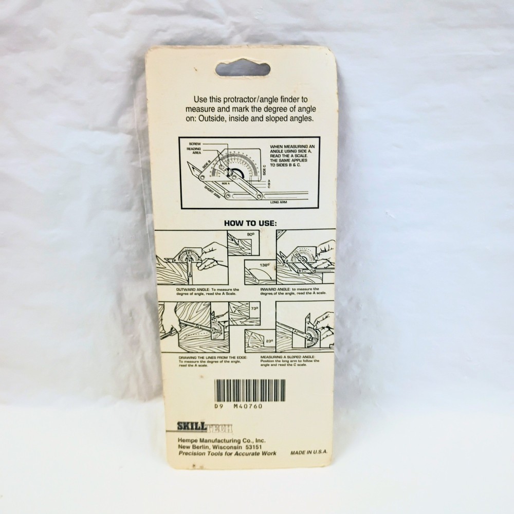 SkillTech Protractor and Angle Finder Outside Inside Sloped #M40760 USA