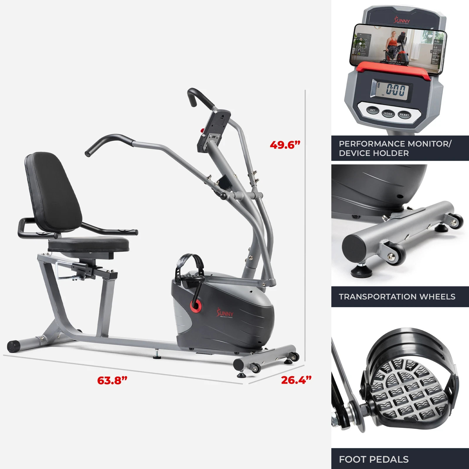 Recumbent Exercise Stationary Bike Magnetic Quiet Full Workout for Home Fitness