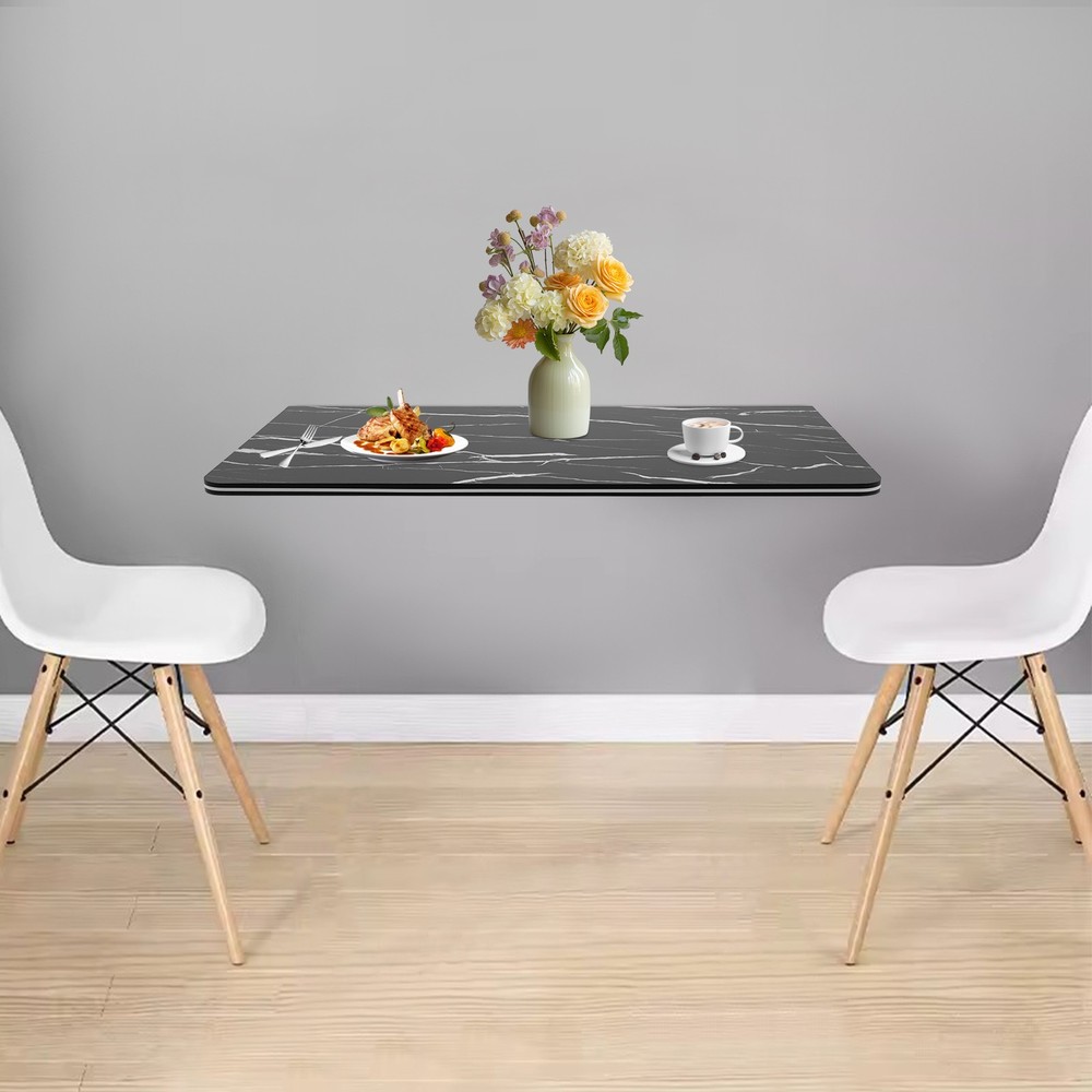 Wall Mounted Folding Table Black Floating Desk Drop Leaf Dining Table 80*40cm