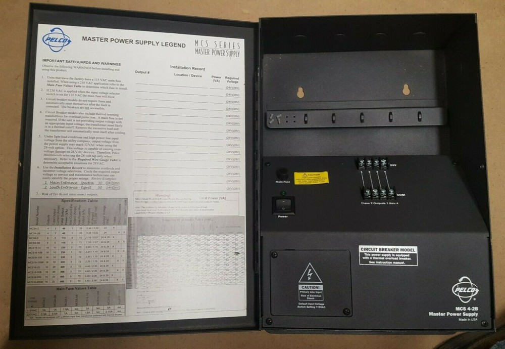 Pelco MCS4-2B Master Power Supply