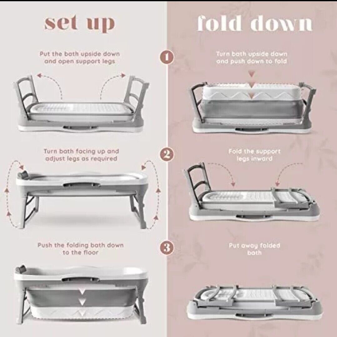 Portable Bathtub for Adult Large 56'in Foldable Collapsible tub Soaking Bath