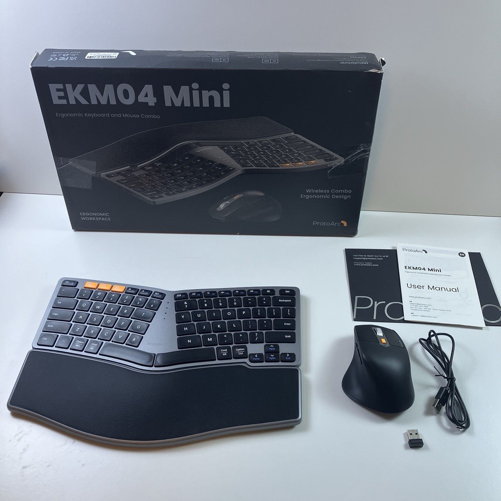 ProtoArc Bluetooth Ergonomic Keyboard Mouse Combo EKM04 Mini Compact Wireless