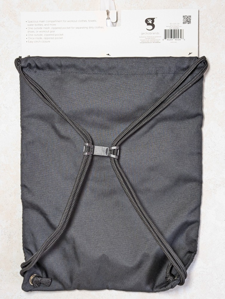 Geckobrands Limitless Black Drawstring Bag Backpack Cinch Closure
