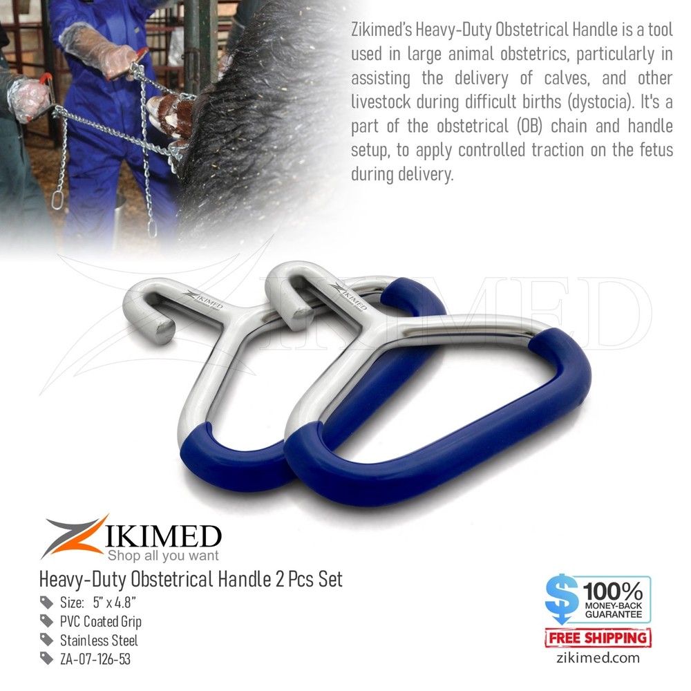 2-pcs Set Heavy Duty OB Handle or Obstetrical Chain Handle 5" x 3"