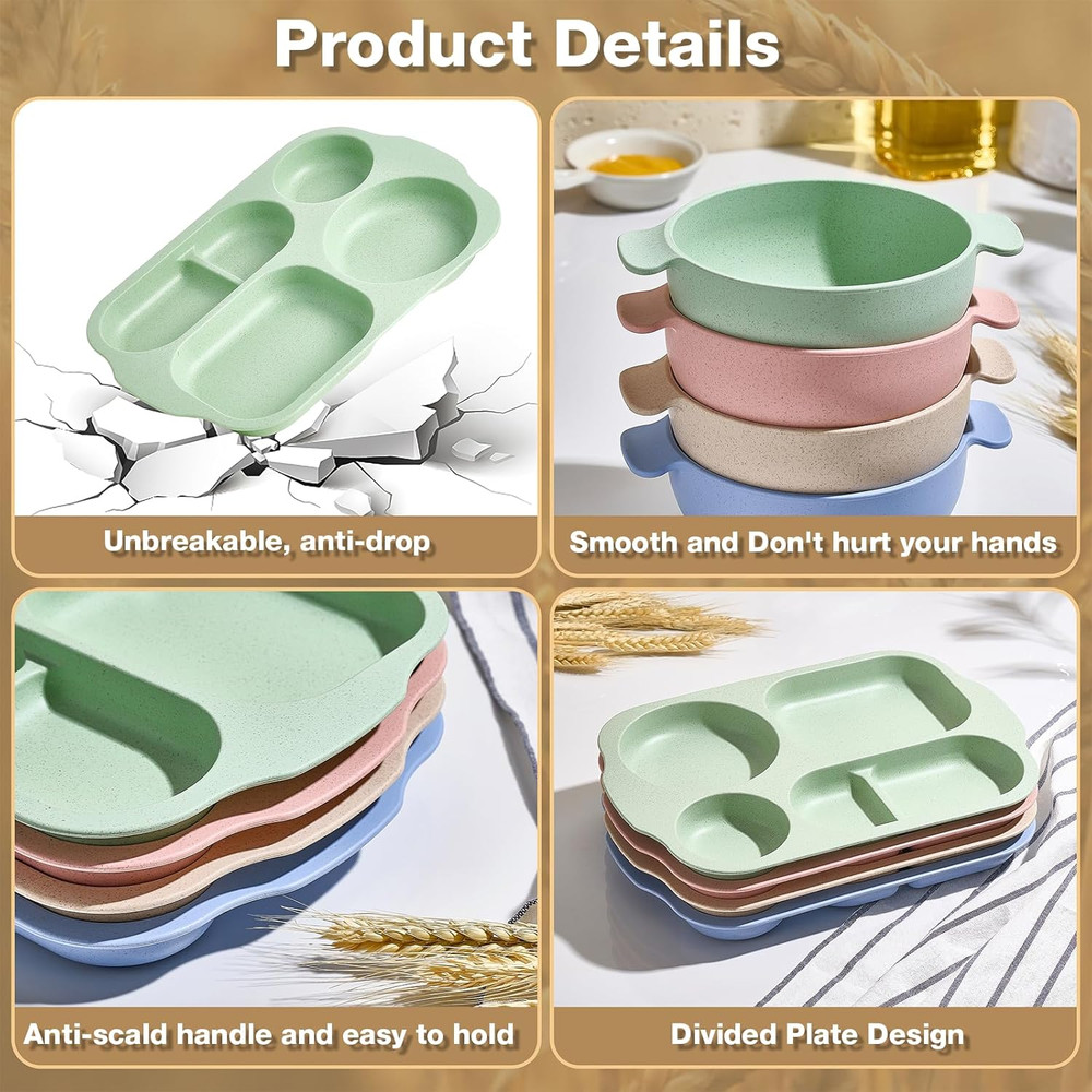 24 Pcs Wheat Straw Dinnerware Cutlery Set, Unbreakable Tableware Set, Including