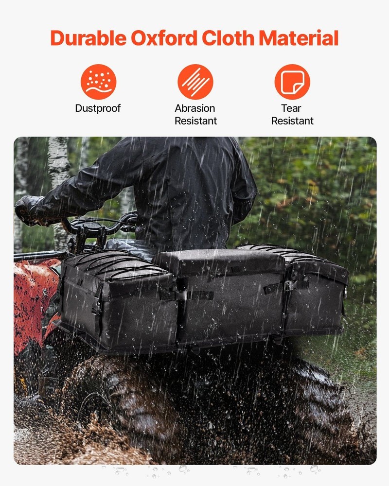 50L Expandable ATV Bag 600D Textile Backrest with Cup Sleeve