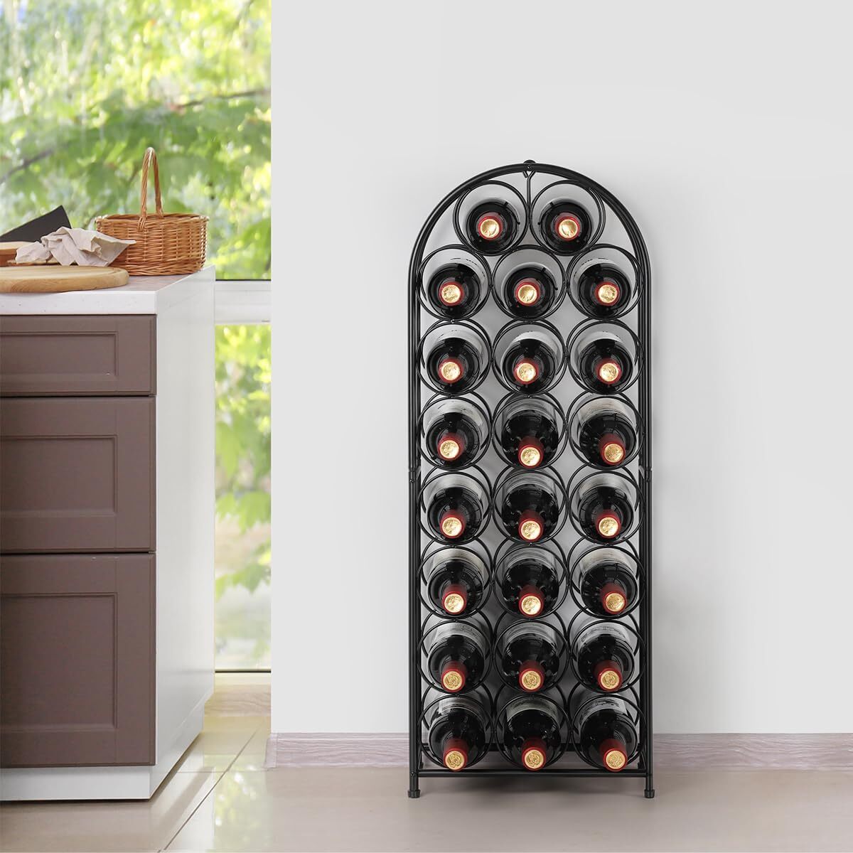 23 Bottles Arched Freestanding Floor Metal Wine Rack Wine Bottle Holders Stand