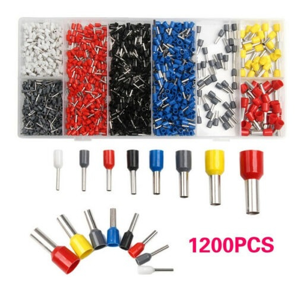 1200PCS Connectors Cord Wire Crimp Cable Pin End Bootlace Ferrule Terminals Kit