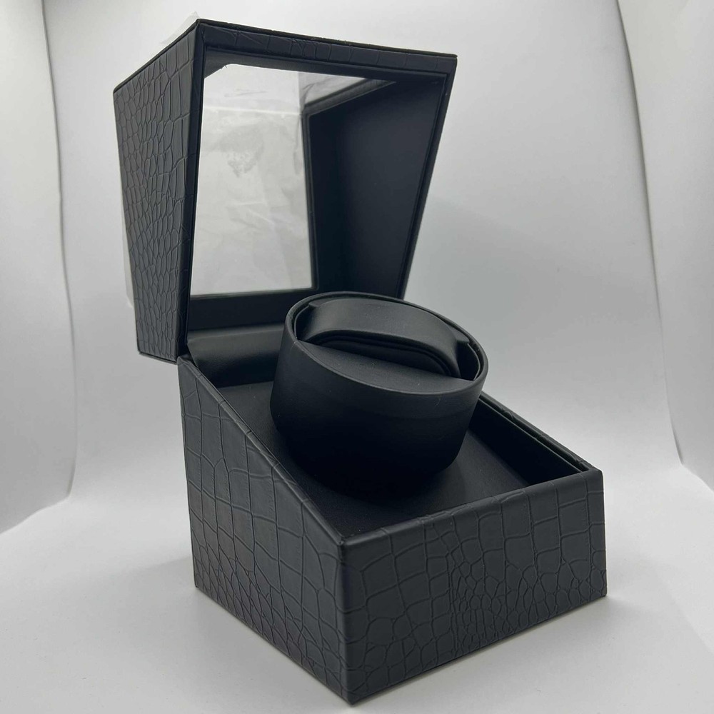 Efaithtek Automatic Single Watch Winder Black Crocodile Pattern Leather