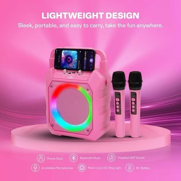 Karaoke Machine Bluetooth speaker with multicolor Led Ring light by Joyc