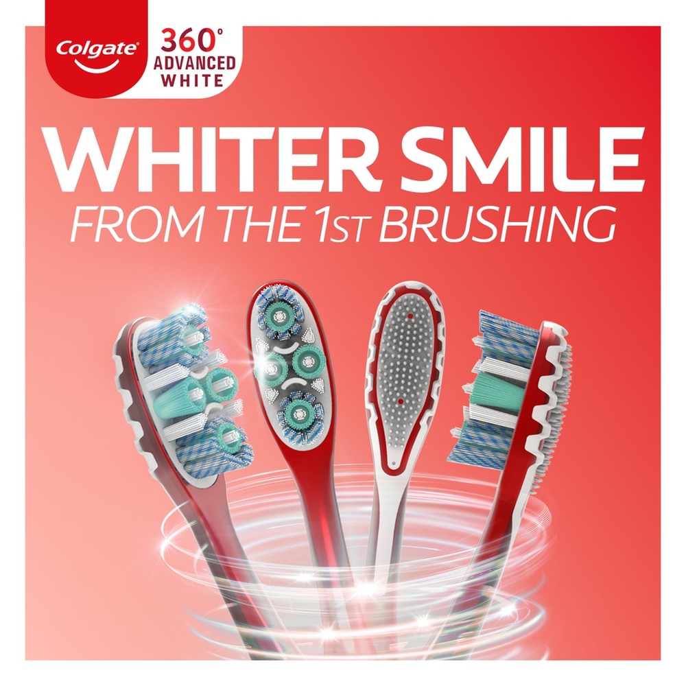 Colgate 360 Advanced Whitening Medium Toothbrush Pack, 4 Count