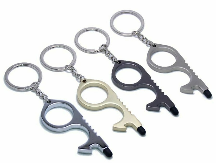 No touch touchless Door Handle Pull Alloy Rubber Stylus Tool for Safety Hygiene