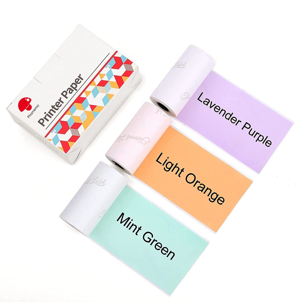 3Roll Phomemo Sticker Paper Colored 53mm Thermal Paper for M02/M03 Printer US