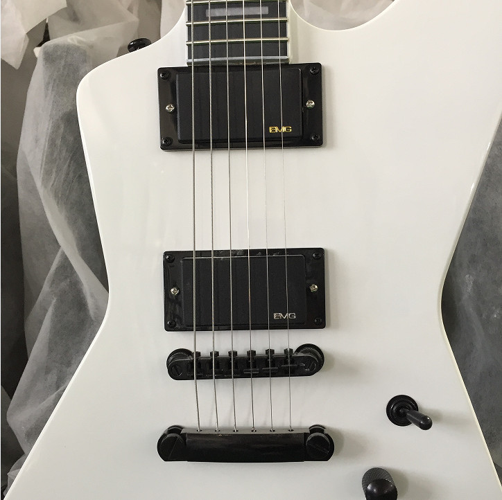 Custom Explore Electric Guitar White H-H Pickups Bone Nut Black Hardware