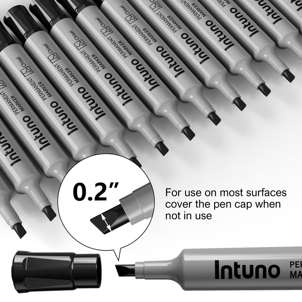 Permanent Markers, 96 Count Black, Chisel tip, OilBased Permanent Markers, Wa...