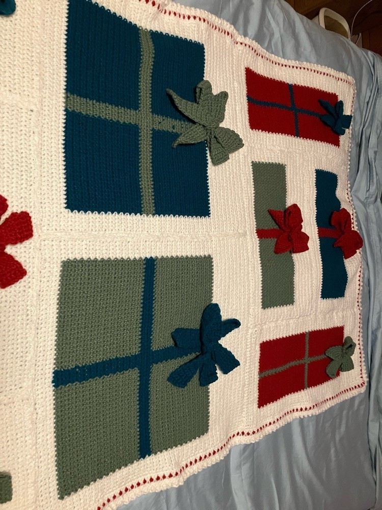 Handmade Christmas Packages Knitted Blanket