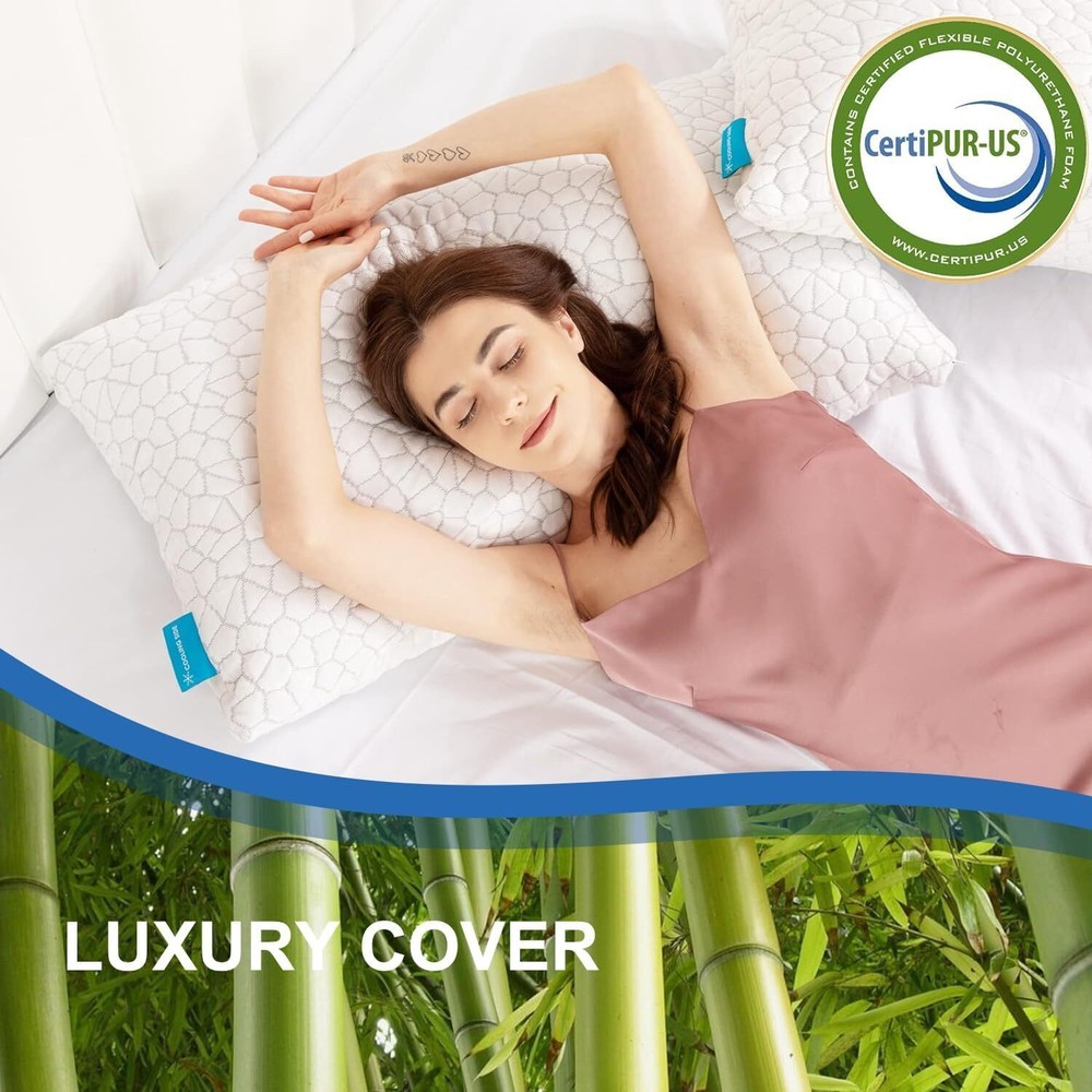 Cooling Bed Pillows for Sleeping 2 Pack Shredded Memory Foam Pillows