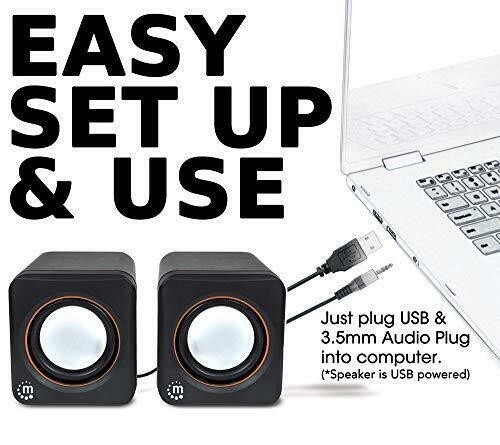 Manhattan USB Powered Stereo Speaker System - Small Size - with Volume Control &