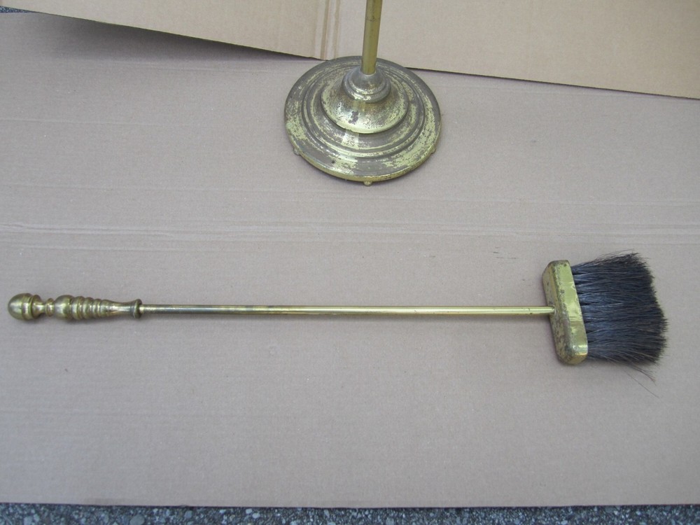 Vintage 5 Piece Solid Brass Fireplace Tool Set 30"