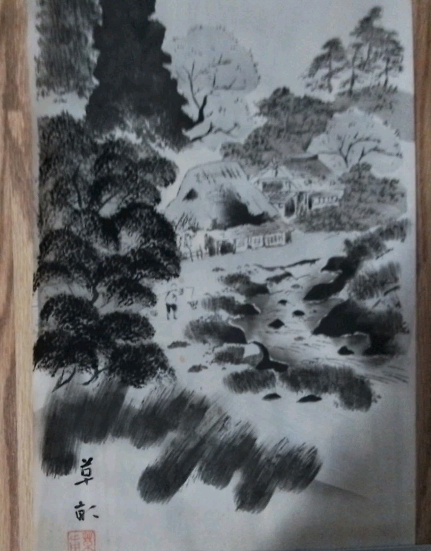 Vintage Japanese Kakejiku Inkwash Paintings 3 Scrolls