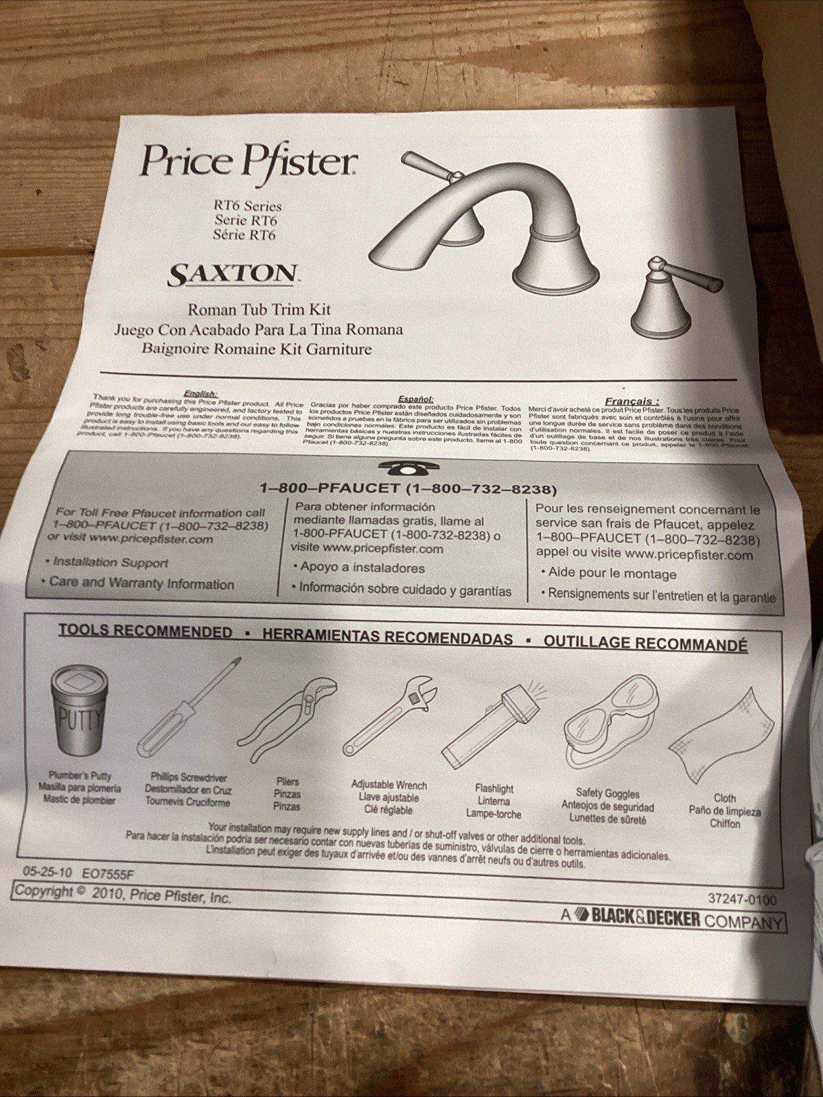 Pfister Saxton 2-Handle Deck-Mount Roman Tub Faucet Trim Kit Polished Chrome New