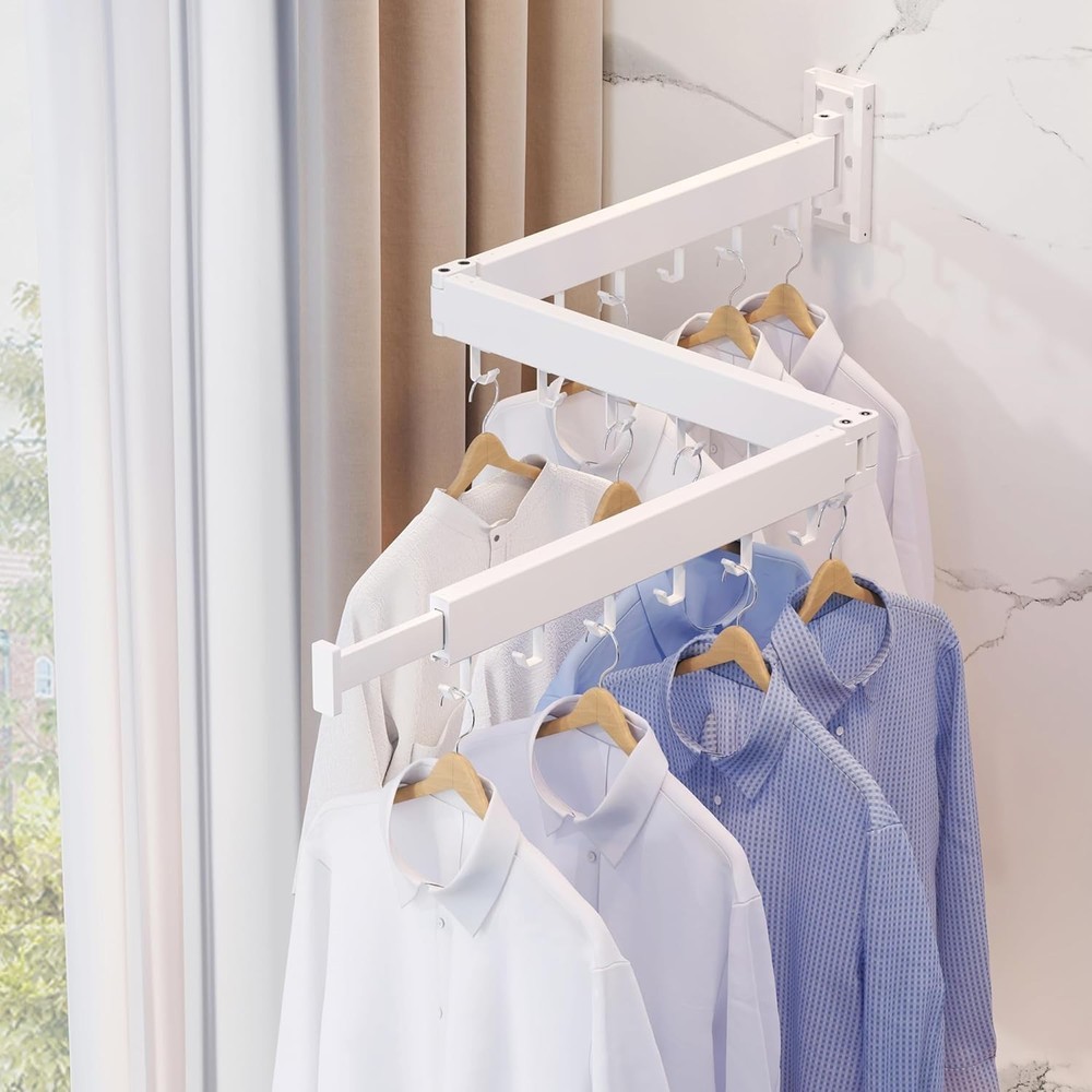 Sturdy Wall-Mounted Tri-Fold Laundry Rack – Max 220 lbs Capacity, Rust-Free