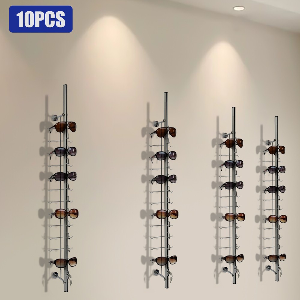 10Pcs Sunglasses Display Racks Lockable Eyeglasses Storage Holder with 12 Frames