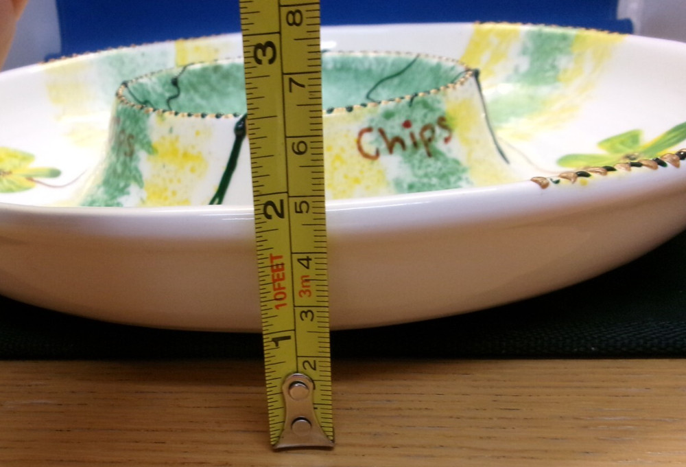 Large, Ceramic Serving Dish, by Johanna Watts 2009, Chips & Dips, signed. H2