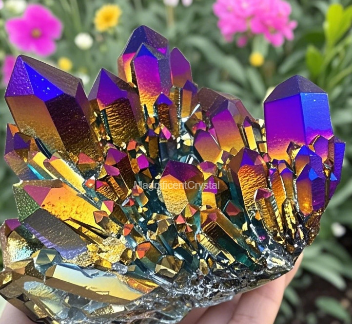 1pc Titanium Aura Rainbow Quartz Crystal Multicolor Cluster Healing Home Decor