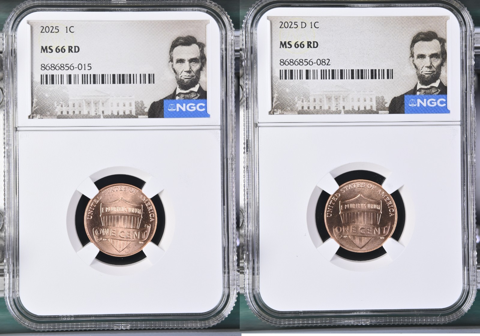 2025 P/D Lincoln Cent Set Graded NGC MS-66 w/ Abraham Lincoln Special Label