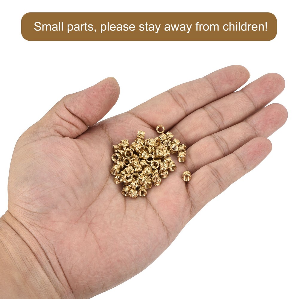 80Pcs Knurled Insert Nut M4 x 4mm L x 5mm OD Female Thread Brass Embedding Nut