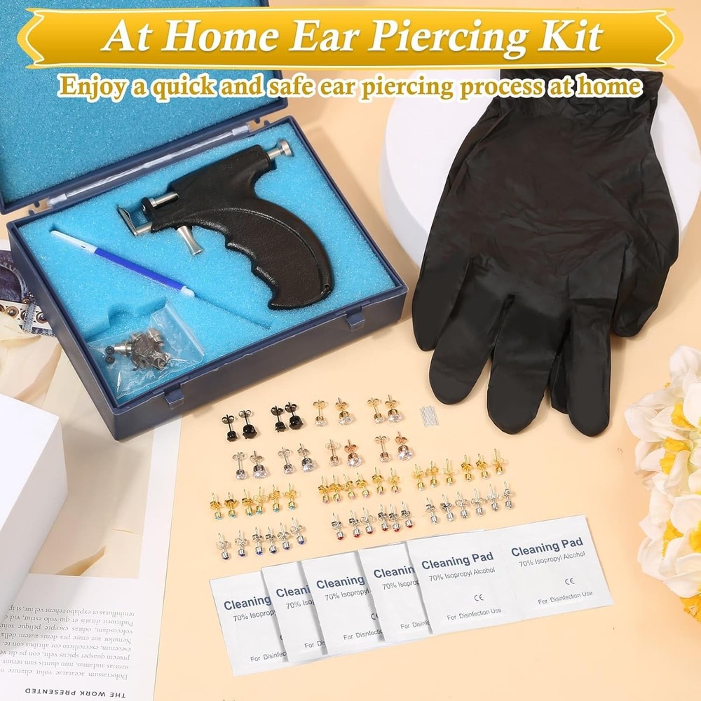 Professional Ear Piercing Gun, Reusable Machine with Dark Black