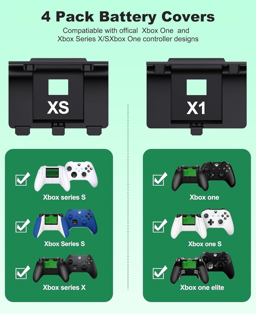 Eco-Friendly Rechargeable Xbox Controller Batteries - 2 Pack with Type-C Charge
