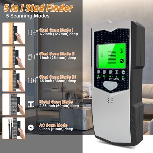 Stud Finder Wall Scanner, 5 in 1 Multifunctional Wall Detector Scanner with