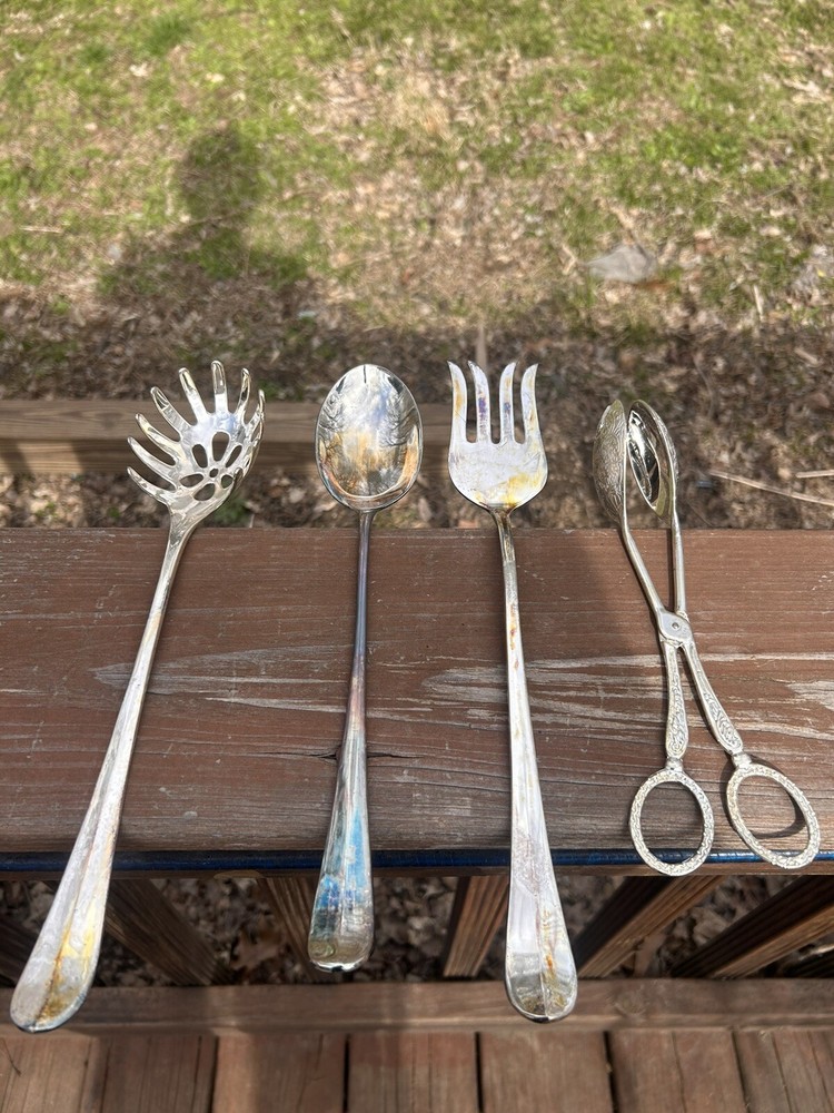 Studio Silver plated 3 Pc Jumbo Server / Cake Tongs 8”