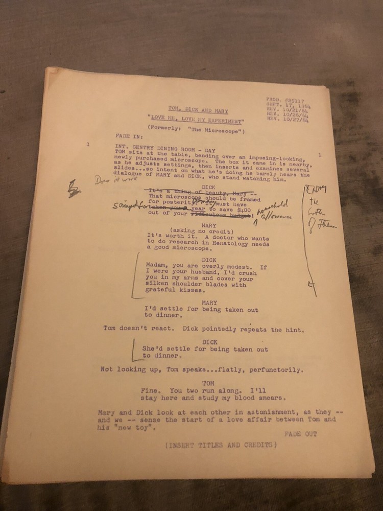 TOM, DICK and Harry Vintage TV SCRIPT
