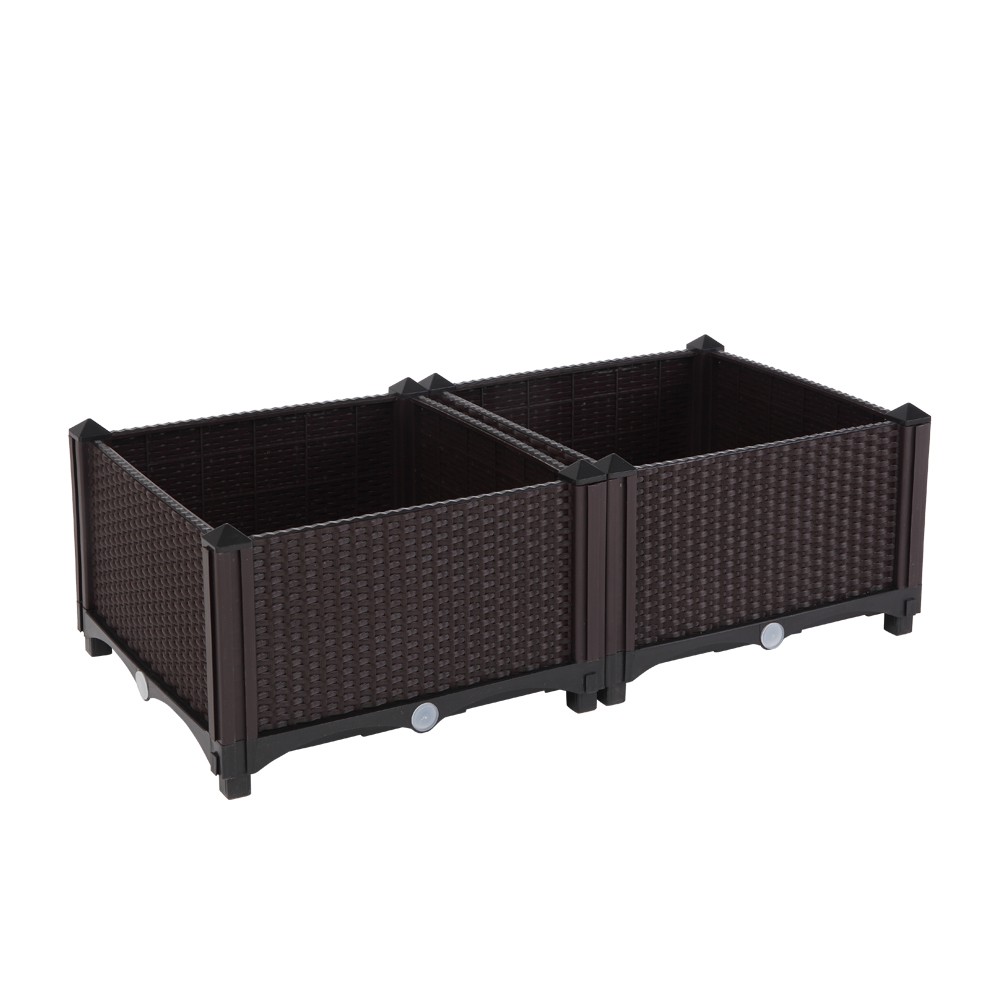 2Pcs Free Splicing Injection Planting Box Brown