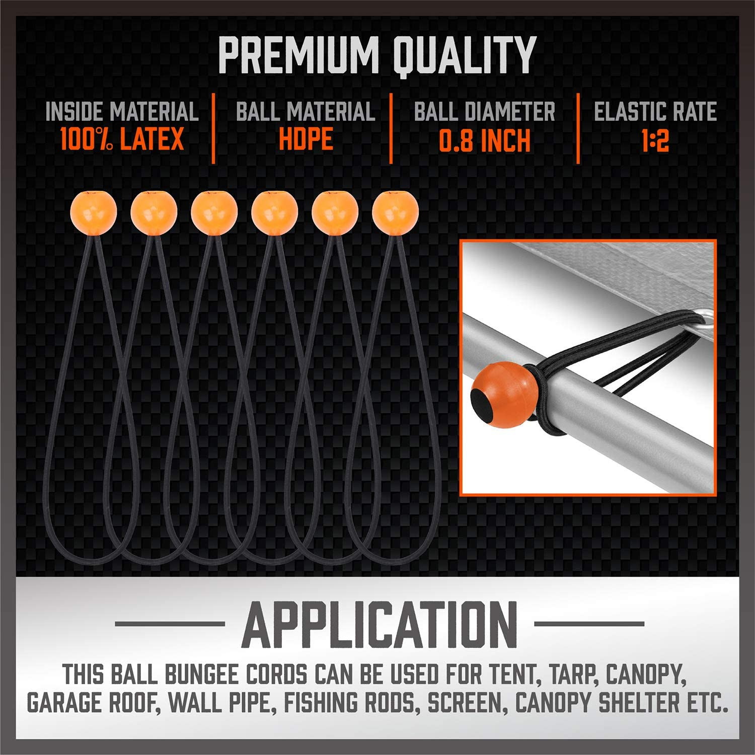 31-Piece Premium Bungee Cords Assortment Jar, Includes 10”,18”,24”,32”,40” Bunge