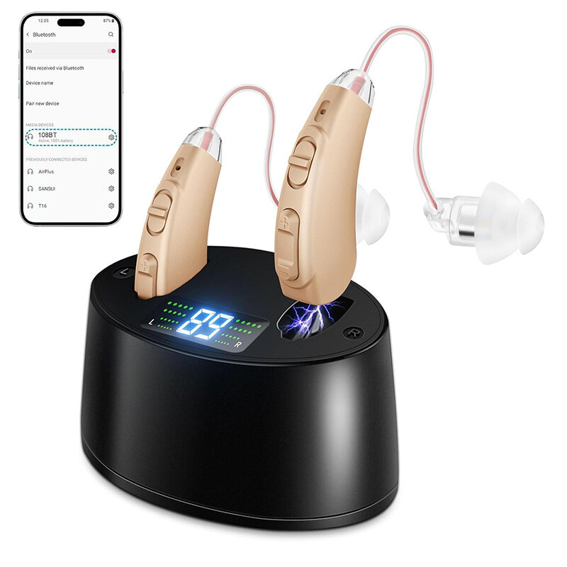 Rechargeable Magnetic BTE Hearing Aid with Bluetooth - 1 Pair