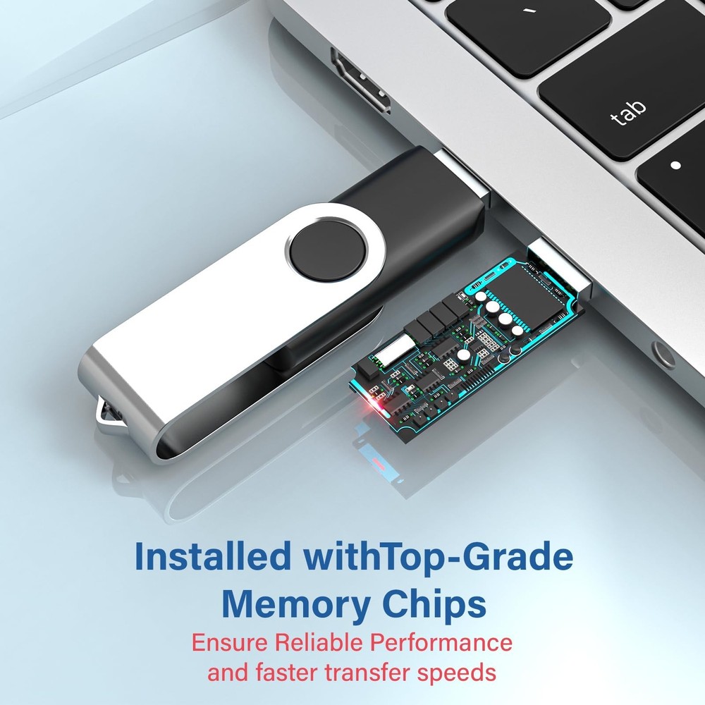 20Pack 4GB USB 2.0 Flash Drive with Keychains,Swivel USB Thumb Drives Memory ...