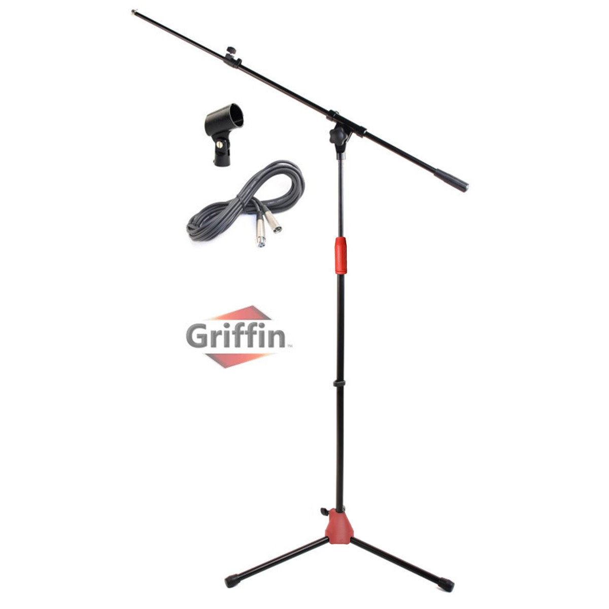 GRIFFIN Tripod Microphone Boom Stand Holder PACK XLR Cable Mic Clip Studio Stage