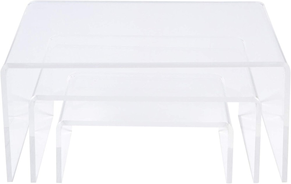 ​​[3-Set] SimbaLux® Acrylic Display Risers Clear Stand Medium Low Profile Tiered