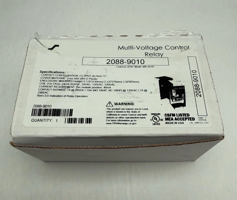 2088-9010 Multi Voltage Control Relay, MR-201/C Model