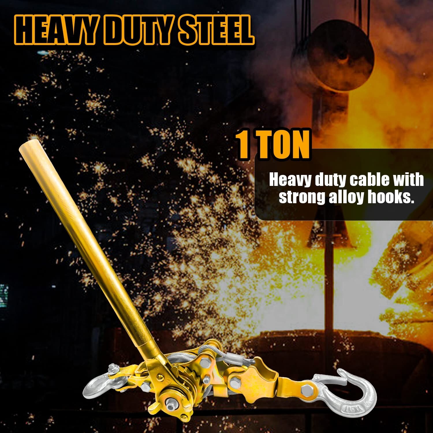 Come Along 1 Ton Cable Winch Puller Double Rope 7Ft Heavy Duty Hand Puller 2200L