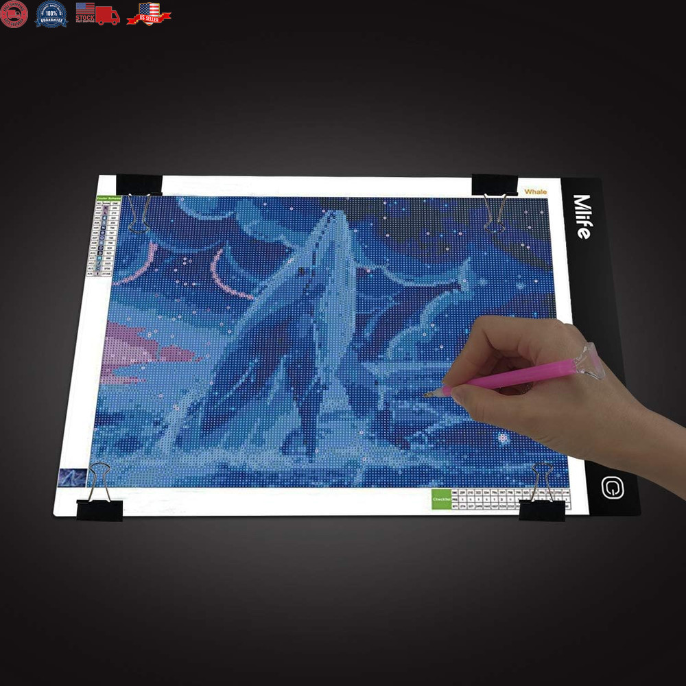 A4 LED Light Pad - Diamond Art Light Box Tracing Light Board with 3 Brightness,