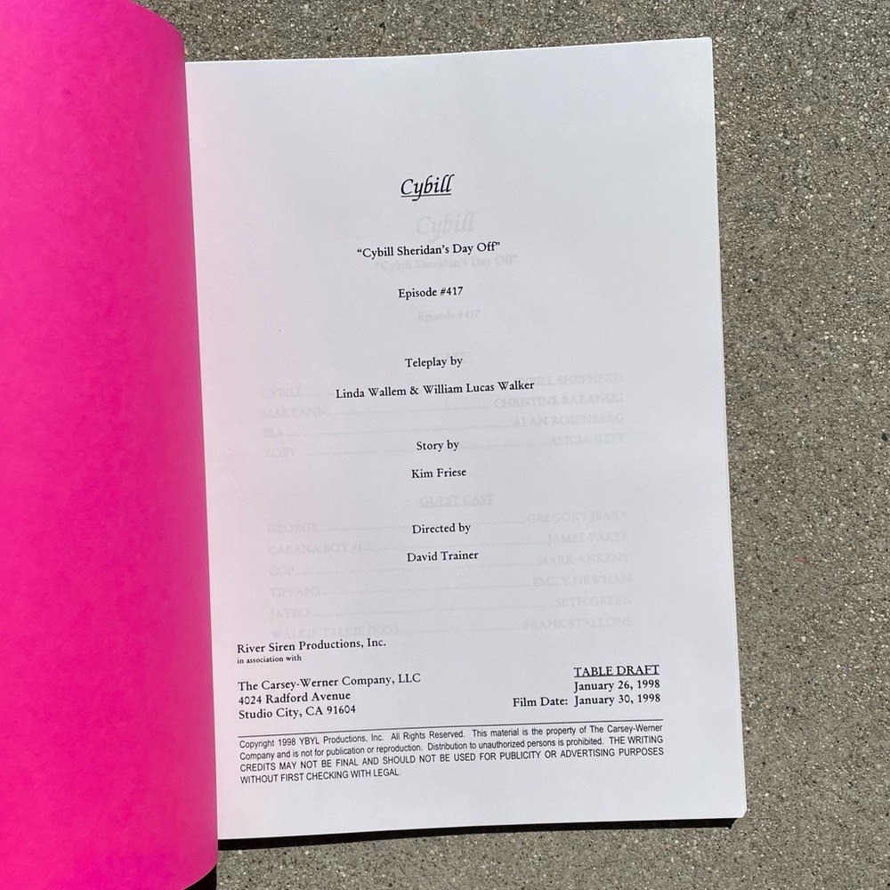 CYBILL 1998 TV Series SET Production Used Scripts Table Final Revised A/O Drafts